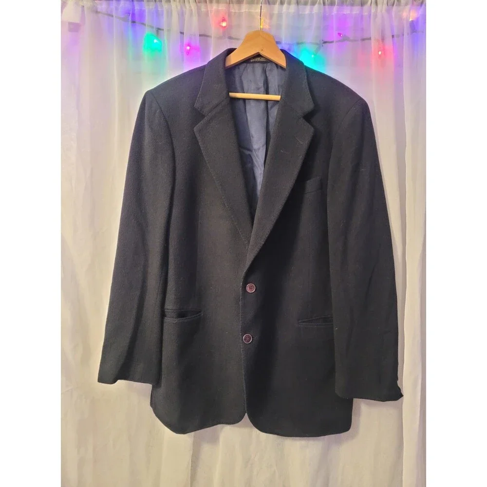 Pebble Beach Suit Blazer Jacket  Solid Black Size L42